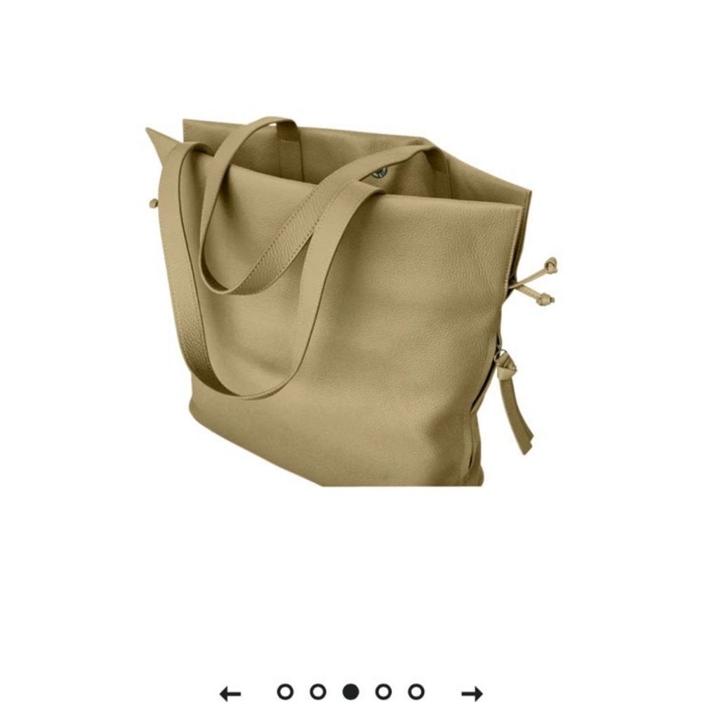 Tote Le Monde Champagne Gold Roma Cinch Soft Pebbled Leather Bag Purse - Nice! - Picture 2 of 15